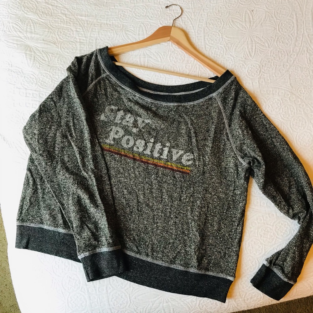 New! Retro Cropped boat neck sweatshirt XL